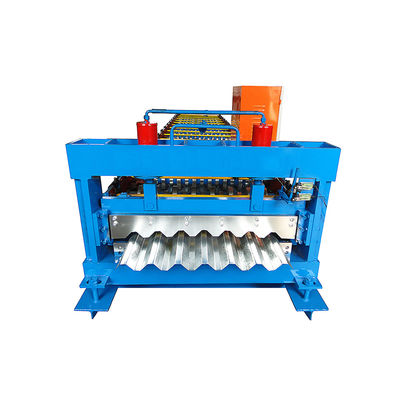 Máy cán kim loại tấm lợp màu xanh lam Máy cắt thủy lực 15m / phút