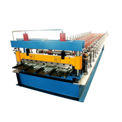 Máy cán kim loại tấm lợp màu xanh lam Máy cắt thủy lực 15m / phút