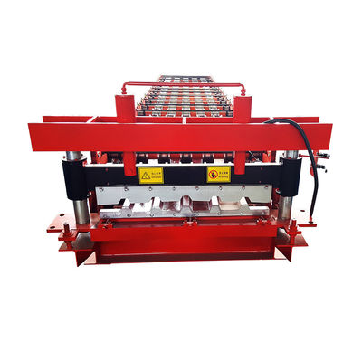 Máy cán kim loại tấm lợp màu xanh lam Máy cắt thủy lực 15m / phút